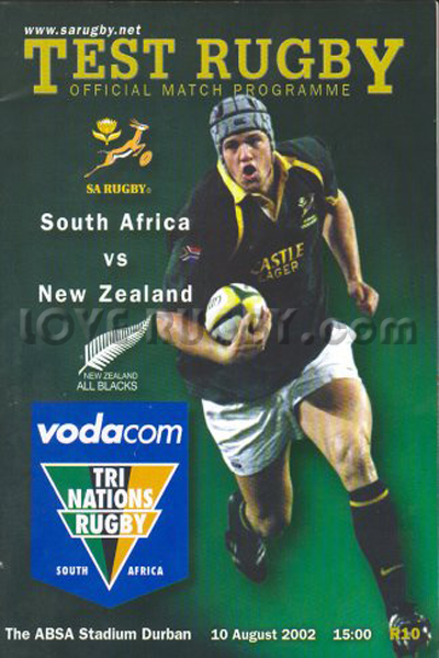 2002 South Africa v New Zealand  Rugby Programme